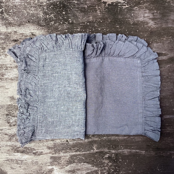 NEW (2) Anthropologie LINEN pillow cases RUFFLED COVERS - Picture 1 of 4